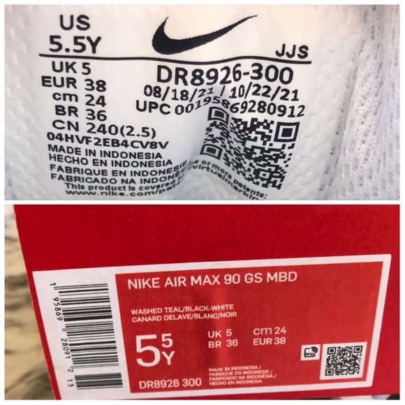 Nike Air Max 90 GS MBD Washed Teal Snakeskin Sneaker Kids 5.5Y Women’s 7 - Picture 10 of 10